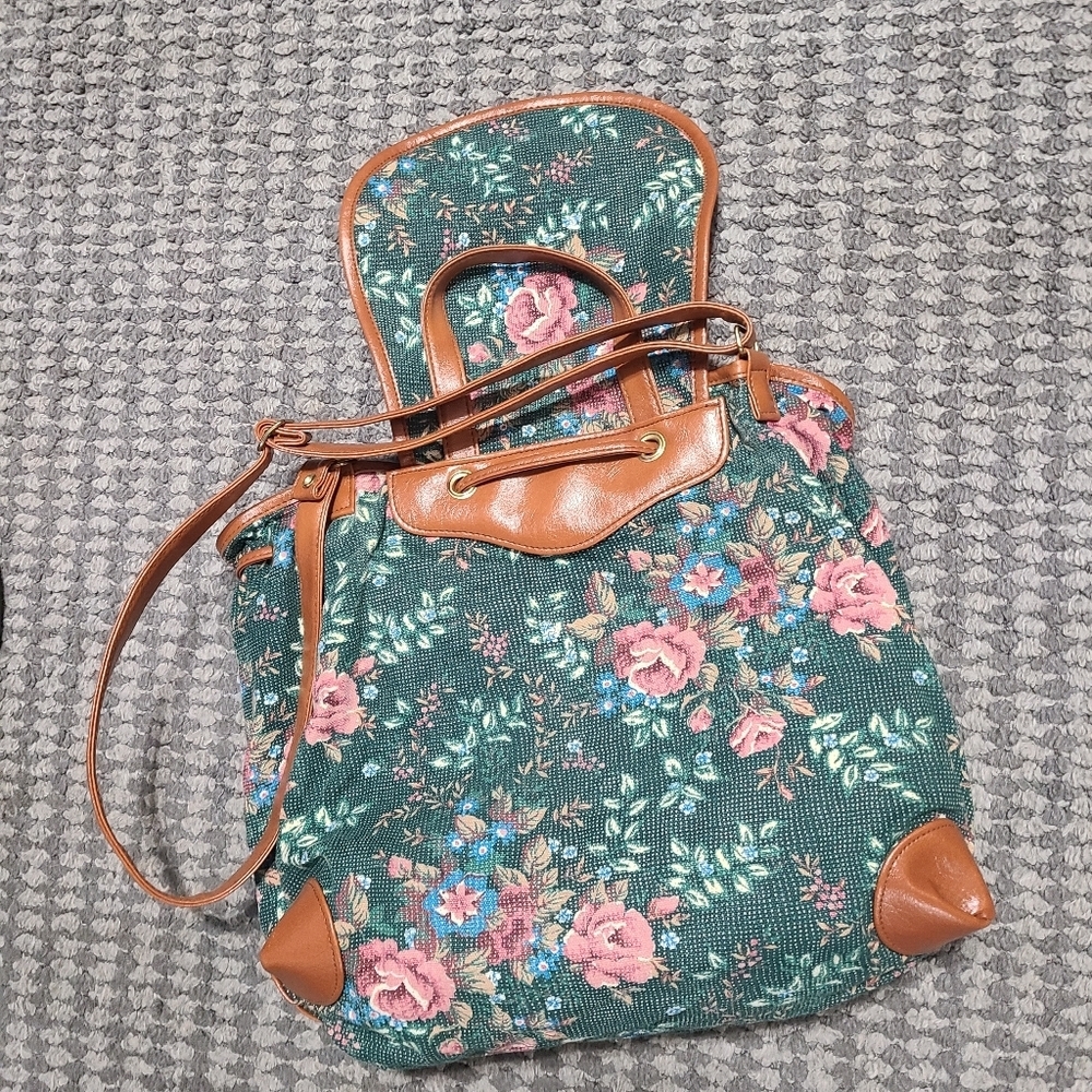 vintage 1994‎ Avon Garden Tapestry shoulder bag green floral pattern VTG - Picture 7 of 16